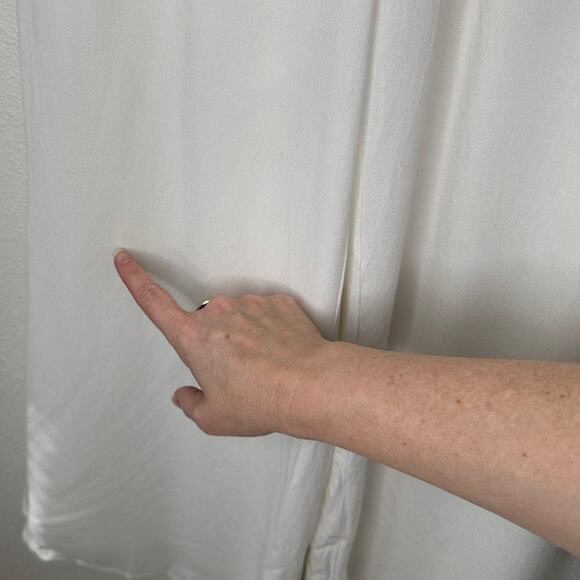 Acoa Off White Elastic Waist Pocketed Lined Flowy Pant XS - Picture 7 of 16